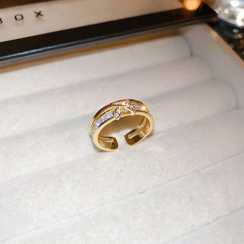Women’s Real Gold Electroplated Adjustable Ring Cubic ZirconiaMinimalist Jewelry